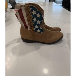American Flag Western Cowgirl Boots Girls Size 13.5 Stars Stripes Patriotic